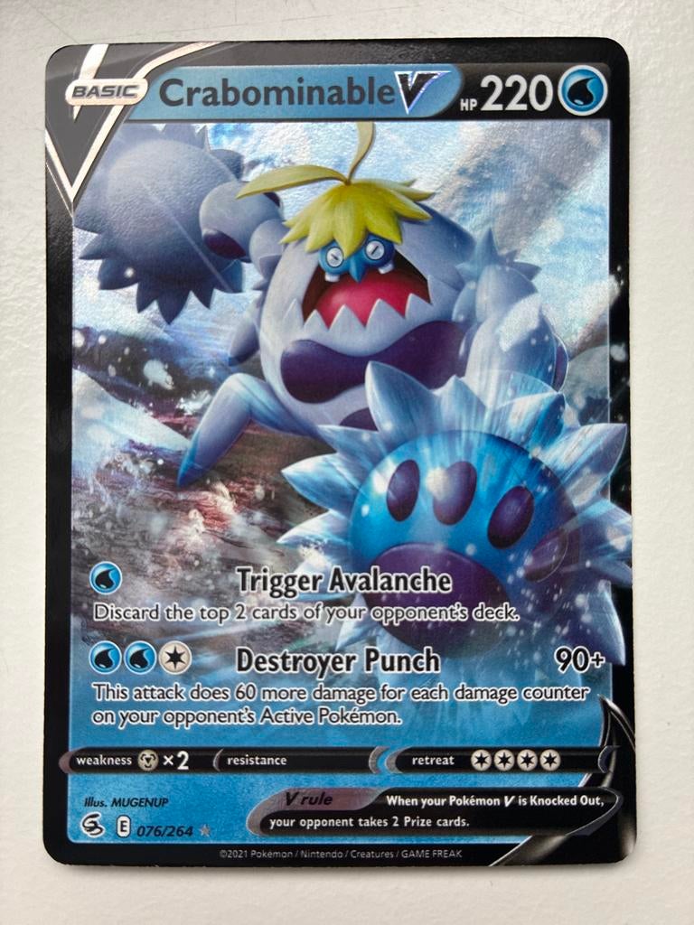 Crabominable V Pokémon Kaart (076/264) - Zo goed als nieuw, Ophalen of Verzenden, Zo goed als nieuw, Losse kaart