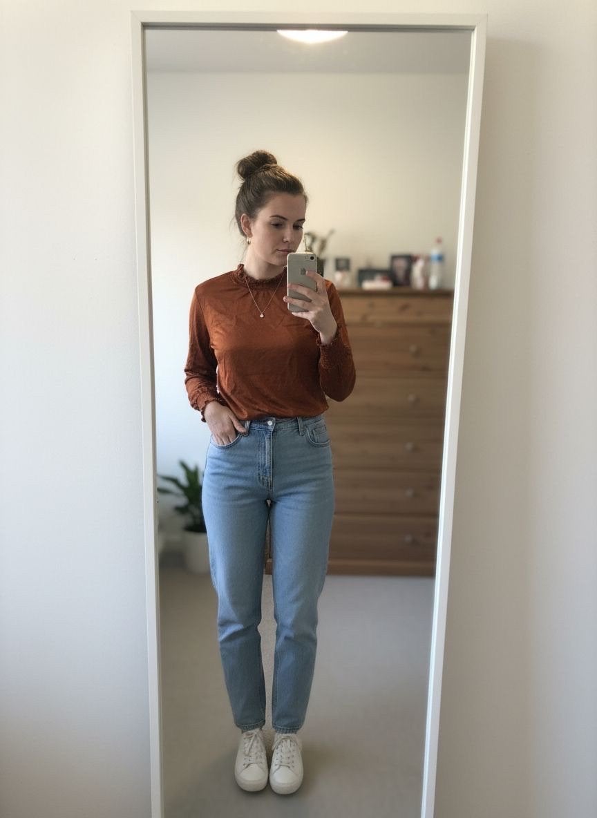 Costes blouse maat L - Oranje met ruches, Kleding | Dames, Verzenden, Gedragen, Maat 42/44 (L), Oranje
