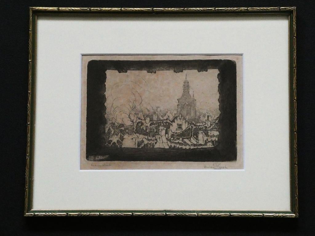 Anton Pieck ets Zaltbommel Daken van Bommel ca. 1917, Ophalen of Verzenden
