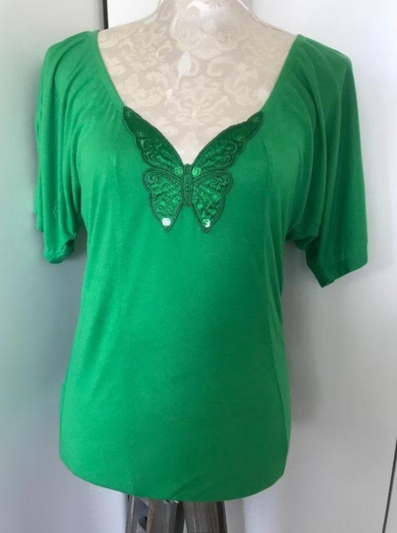 Nieuw Groen T-Shirt met Vlinder van Tom Tailor, Nieuw, Korte mouw, Maat 36 (S), Groen