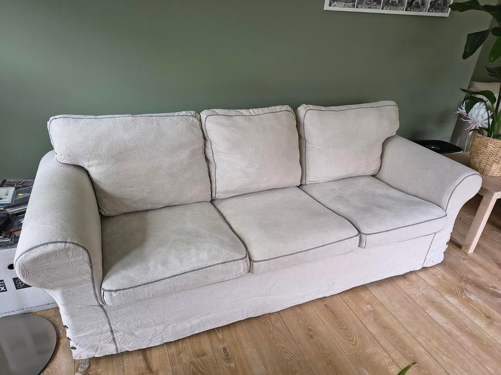 Ektorp 3 zitsbank beige IKEA, Ophalen, Gebruikt, Stof, Klassiek