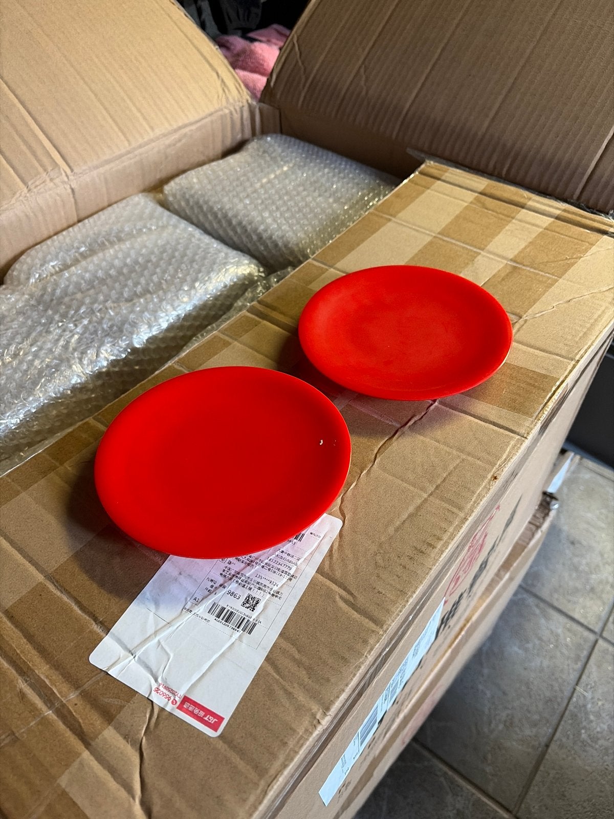 Kleine plastic (sushi) borden - twee dozen, Ophalen, Overige materialen, Nieuw, Bord(en)