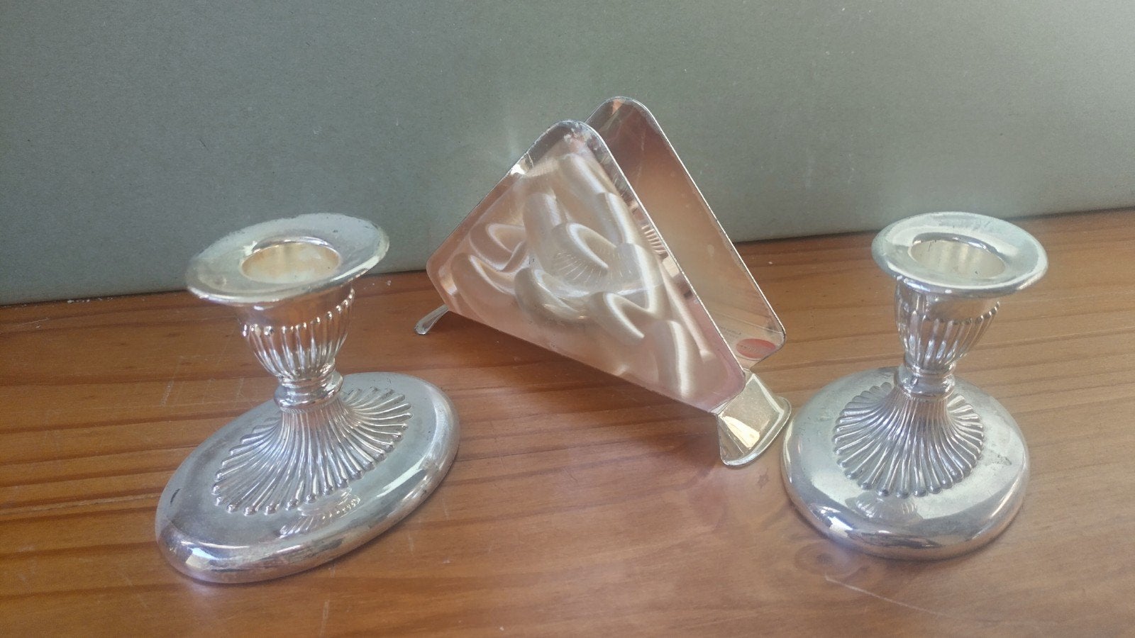 Zilveren kandelaars en servetring set, Ophalen of Verzenden, Zilver