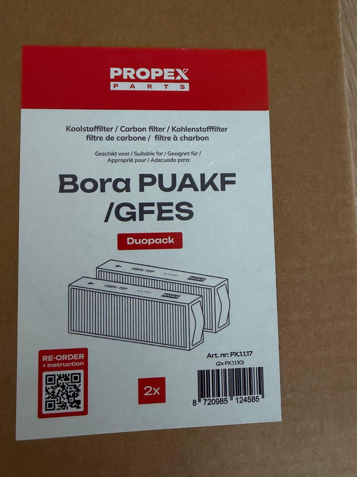 Propex Koolstoffilter Duopack voor Bora PUAKF/GFES, Ophalen of Verzenden, Nieuw