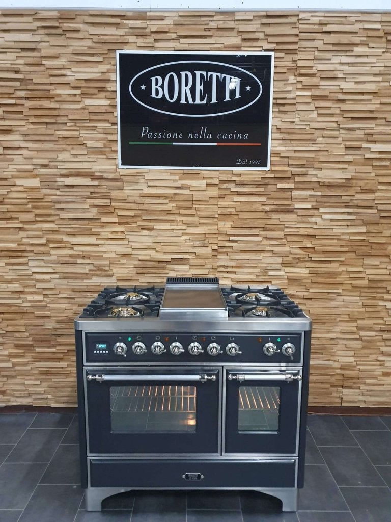 🔥Luxe Boretti Majestic Fornuis 100cm antraciet & rvs Frytop, Witgoed en Apparatuur, Niet ingevuld, 60 cm of meer, Niet ingevuld