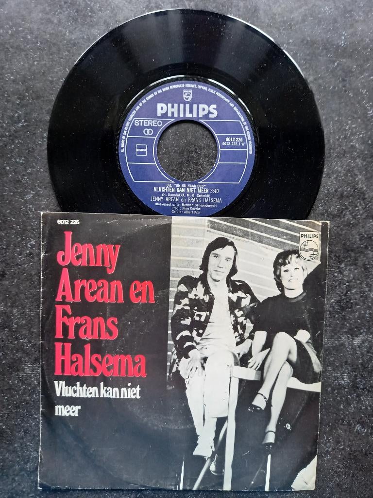 Jenny Arean en Frans Halsema - Vluchten kan niet meer 1977, Gebruikt, 7 inch, Single, Ophalen of Verzenden