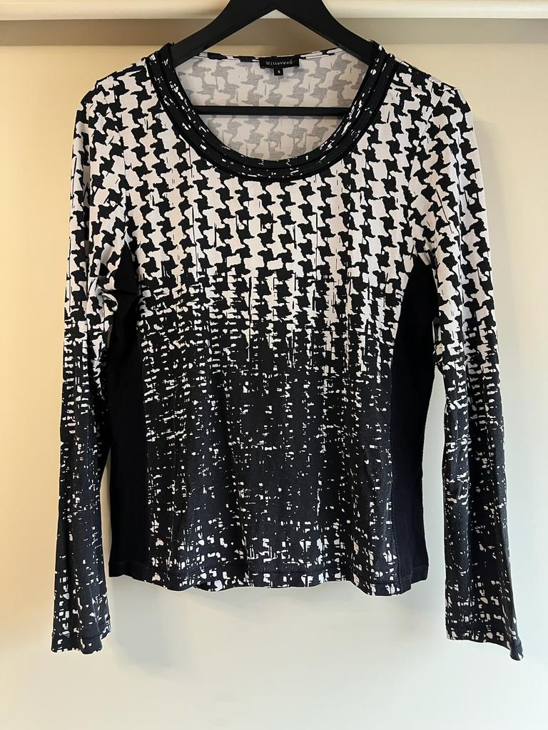 Witteveen - Longsleeve Zwart Wit - Maat S, Zwart, Ophalen of Verzenden, Zo goed als nieuw, Lange mouw