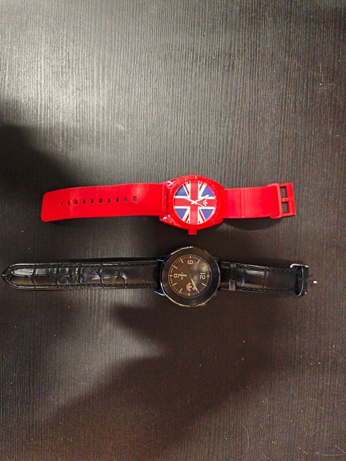 Twee Adidas horloges: Union Jack & Zwart met leren band, Ophalen of Verzenden, Gebruikt, Overige merken