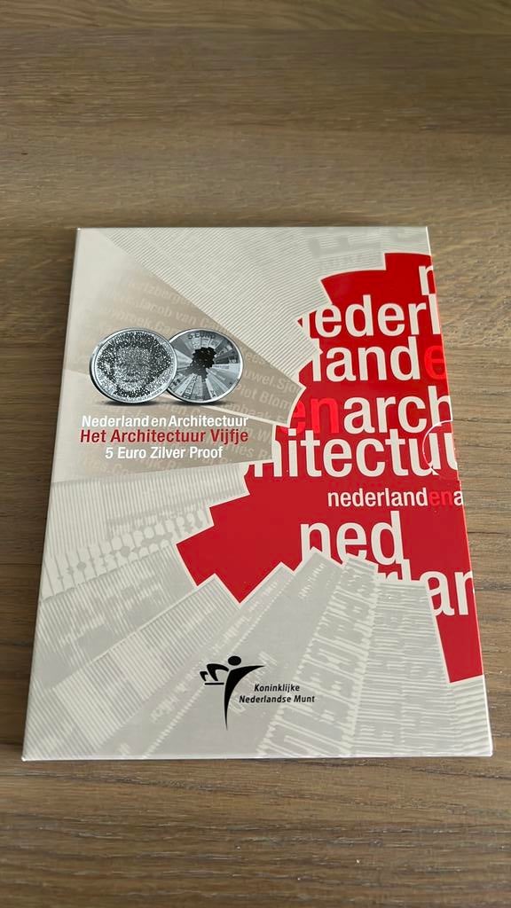 Het Architectuur Vijfje 5 euro zilver proof, Ophalen of Verzenden, Koningin Beatrix, Euro's, Zilver