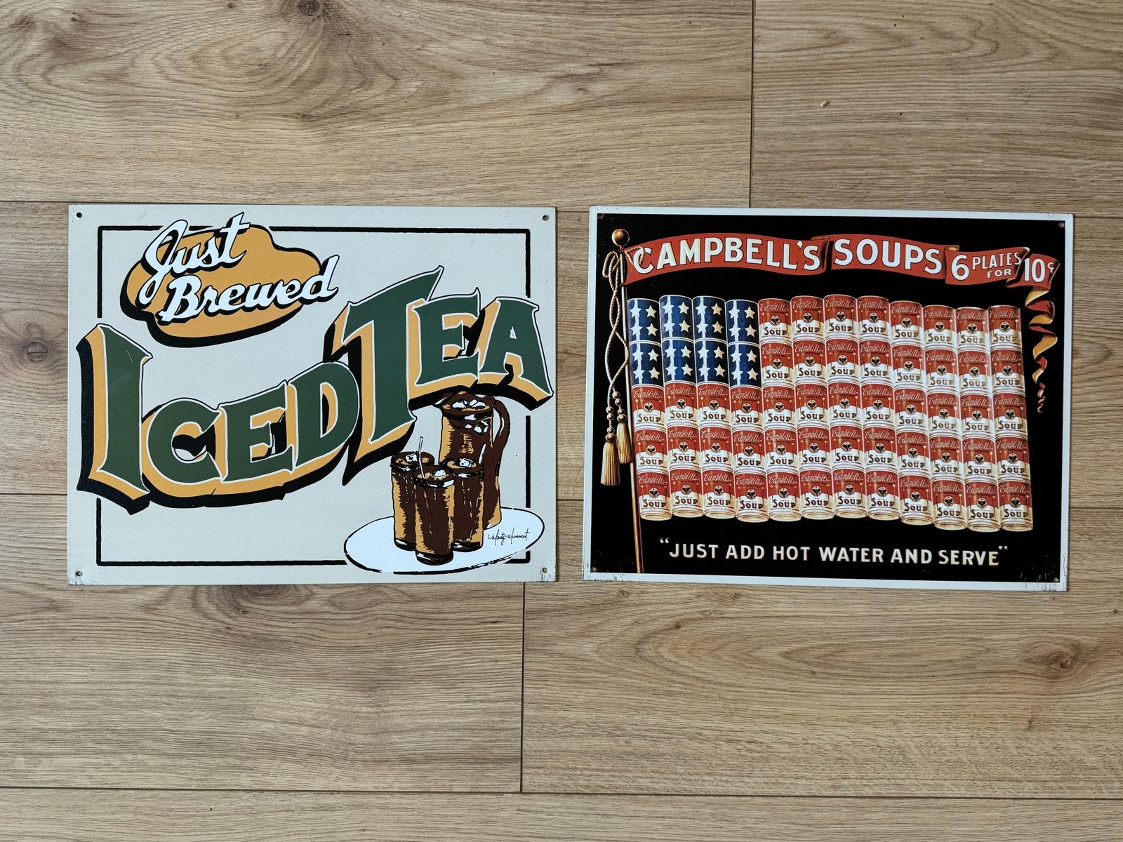 2 Metalen advertentieborden uit Amerika - Vintage stijl, Ophalen of Verzenden, Gebruikt, Reclamebord