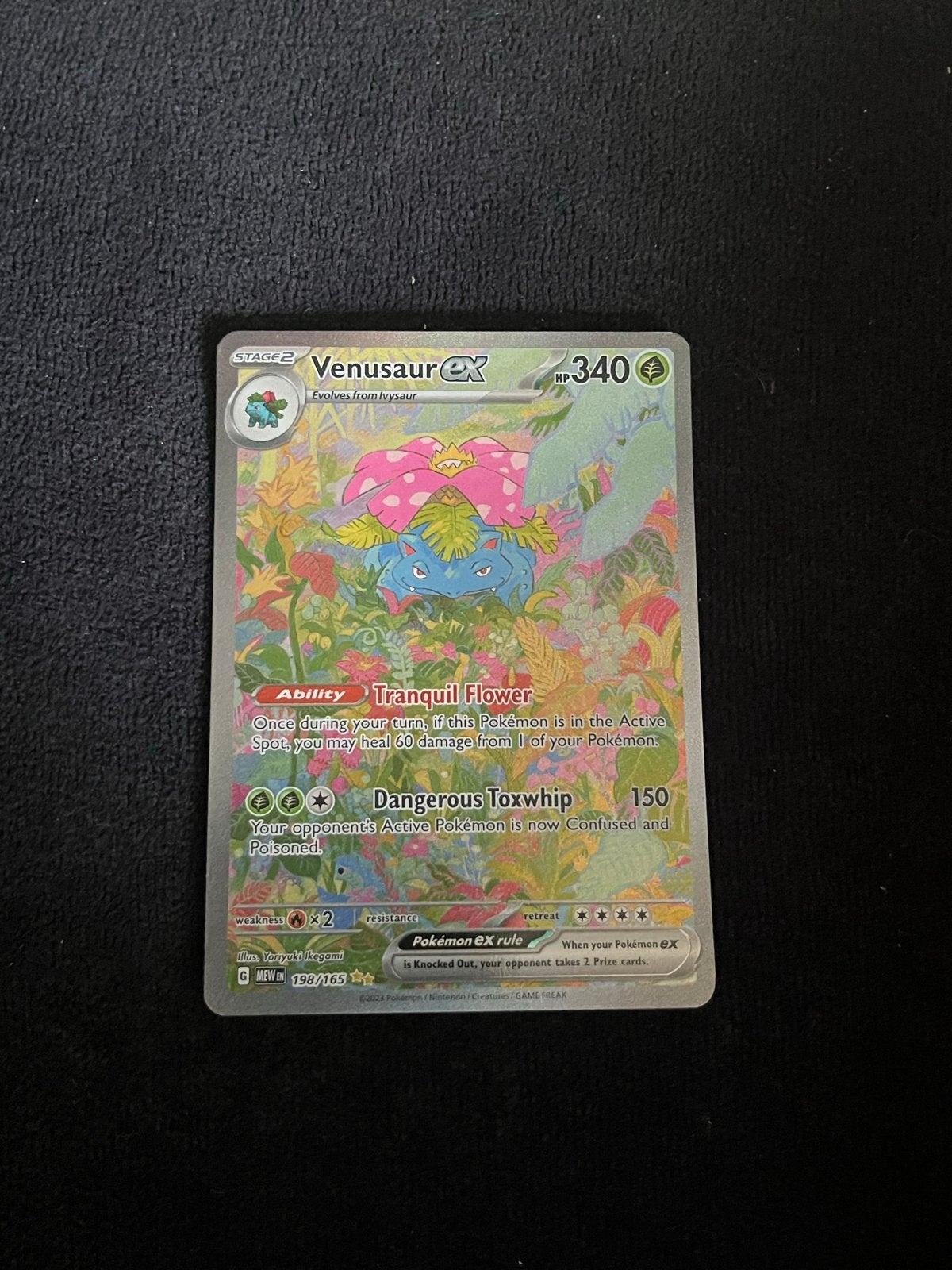 Venusaur ex 151 198/165 NM Pokémon kaart, Ophalen of Verzenden, Zo goed als nieuw, Losse kaart, Foil
