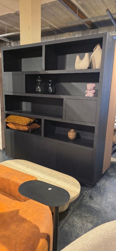 Kabinet/Vakken Kast  Zwart  200cm Breed | SHOWMODEL, Eikenhout, 200 cm of meer, Bornsestraat 31, 150 tot 200 cm