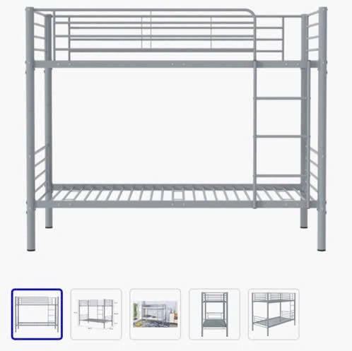 IKEA SVÄRTA Stapelbed – Zilvergrijs, Huis en Inrichting, Ophalen, Gebruikt, 90 cm, Tweepersoons