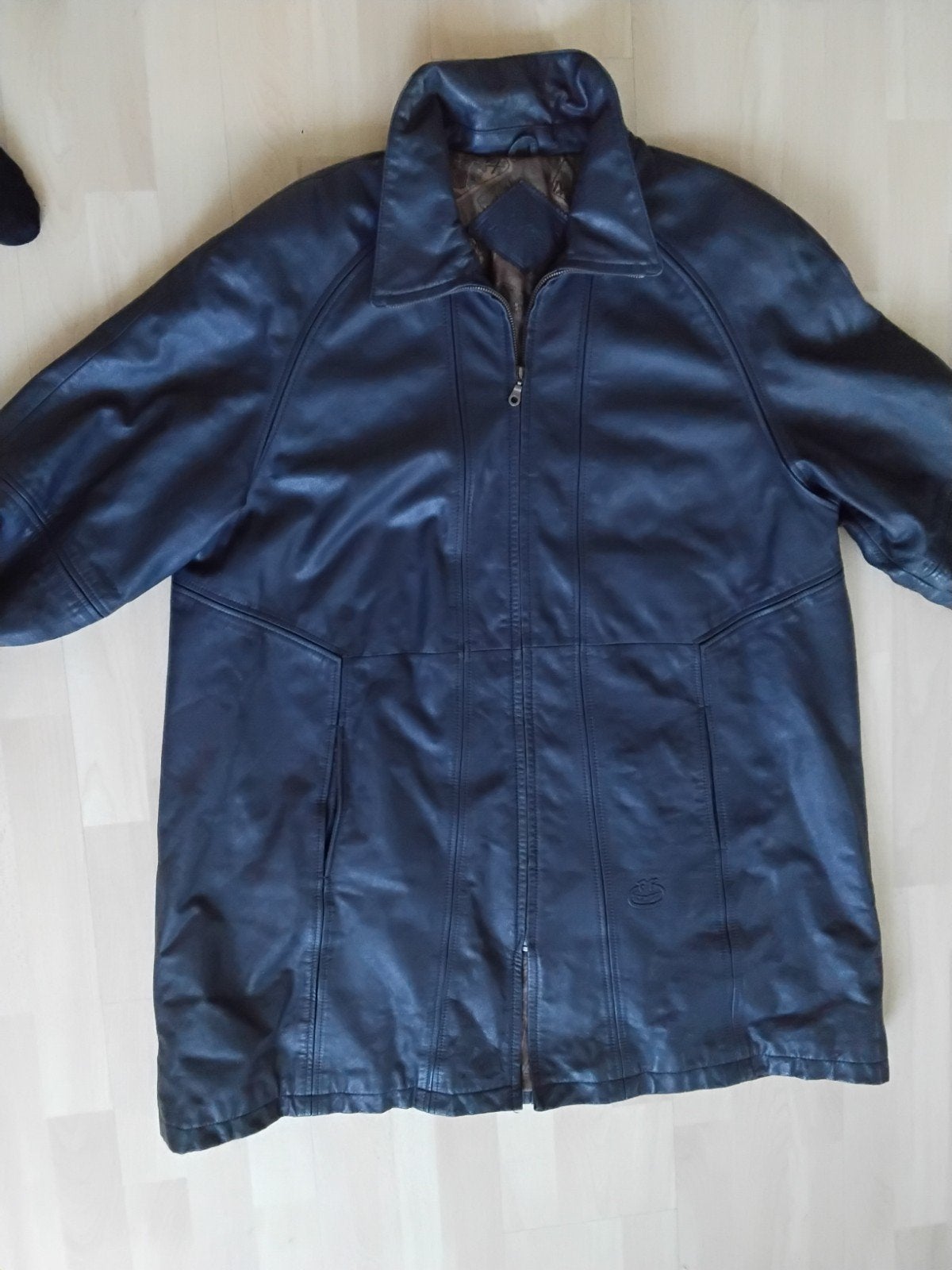 mantel leer pino Faraci 48/ 50, Ophalen of Verzenden, Zo goed als nieuw, Blauw, Jas of Mantel