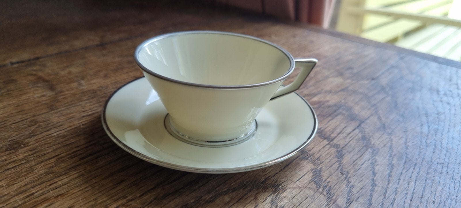 6 Art Deco porseleinen mokka kopjes met zilveren randje, Antiek en Kunst, Ophalen of Verzenden
