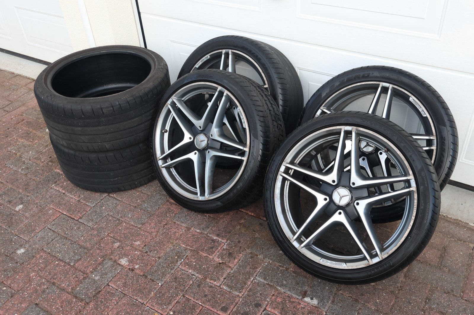Mercedes C63S AMG Originele 19 Inch Breedset Velgen W205 C63, Gebruikt, Velg(en), 265 mm, Personenwagen