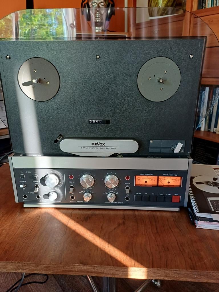 Revox B 77 MK II stereo bandrecorder met kap en boeken, Audio, Tv en Foto, Bandrecorders, Ophalen, Bandrecorder, Met stofkap