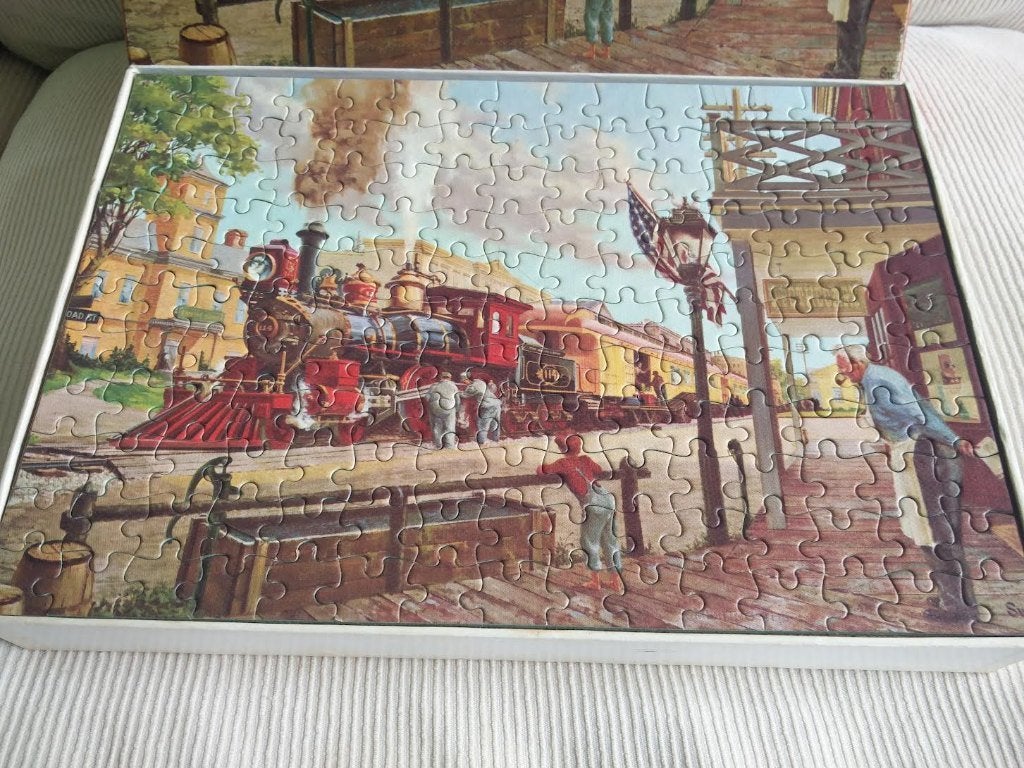 Jumbo jig saw puzzel fully interlocking trein 160 stukjes, Ophalen of Verzenden, Minder dan 500 stukjes, Gebruikt, Legpuzzel