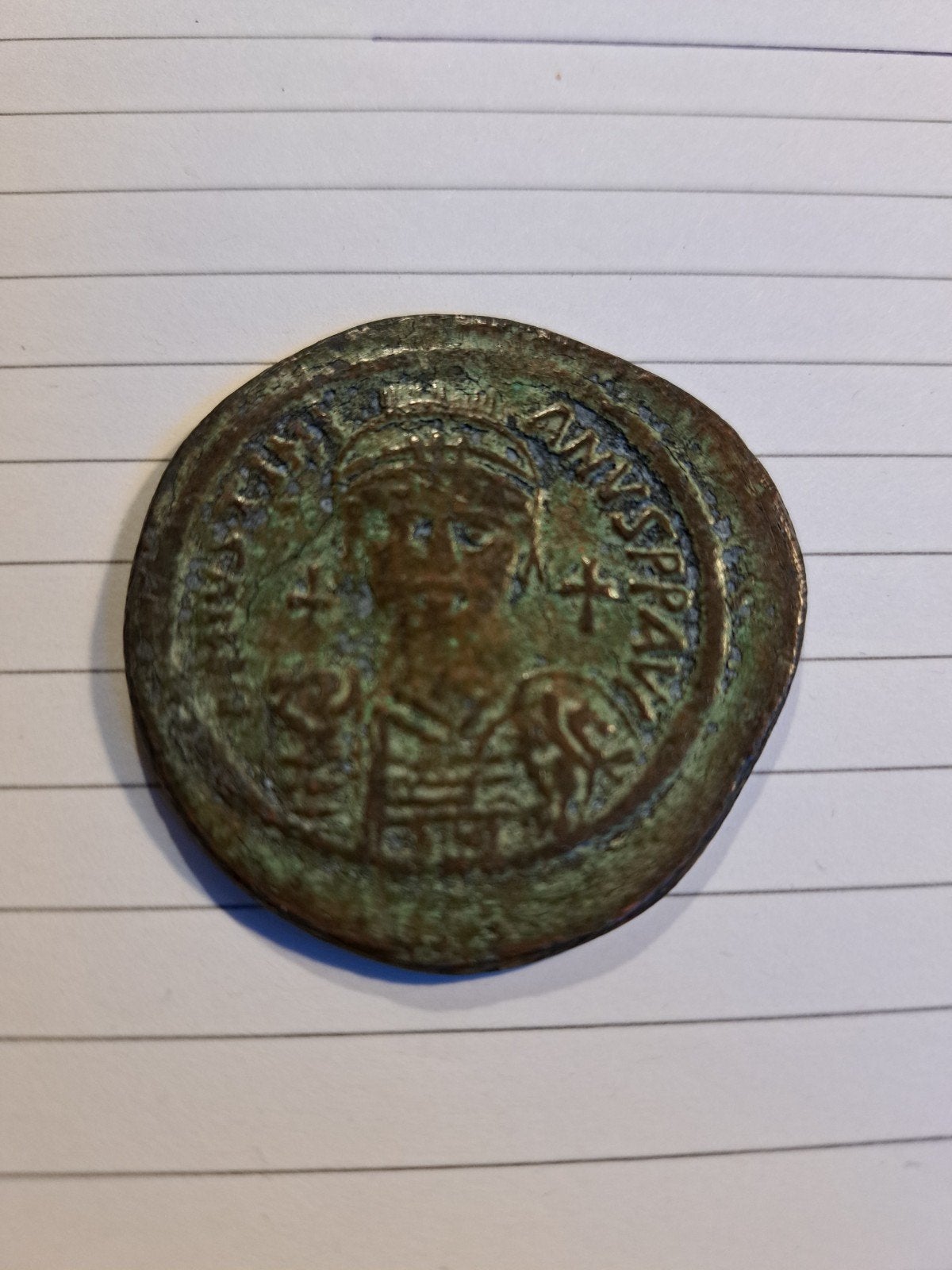 Byzantijnse Follis van Justinianus I (527-565 n.Chr.), Ophalen of Verzenden