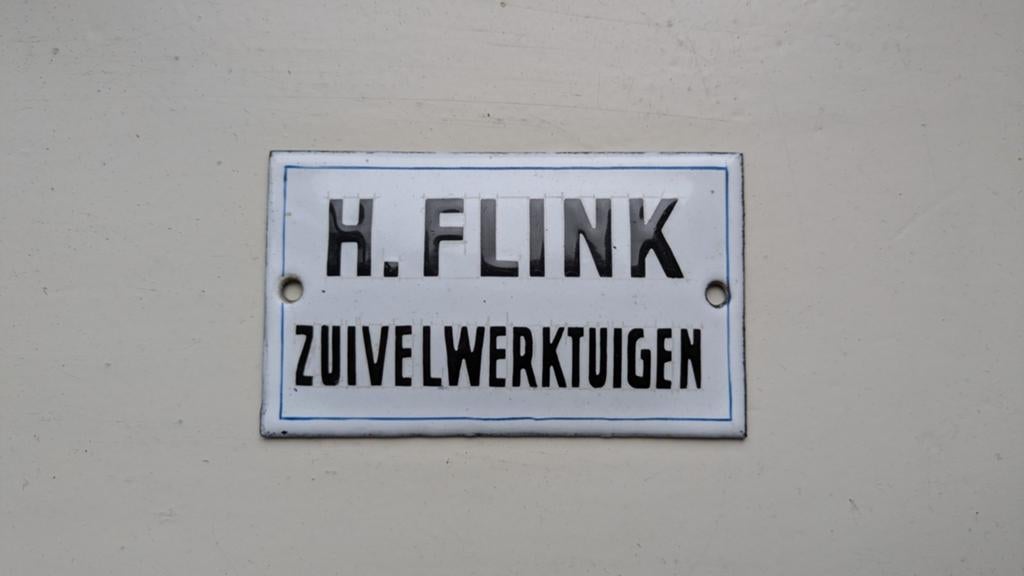 emaille bordje H. Flink zuivelwerktuigen, Antiek en Kunst, Ophalen of Verzenden