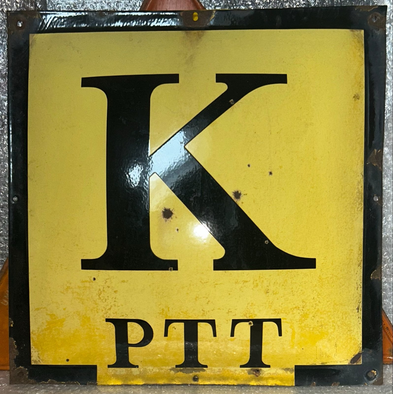 PTT Emaille Kabel Markering Bord - Vintage K-Bord, Ophalen of Verzenden