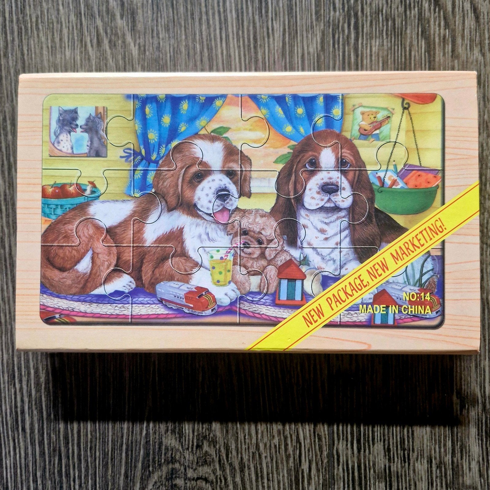 4 Houten Honden Puzzels voor Kinderen, 2 tot 4 jaar, Nieuw, Ophalen of Verzenden, Van hout