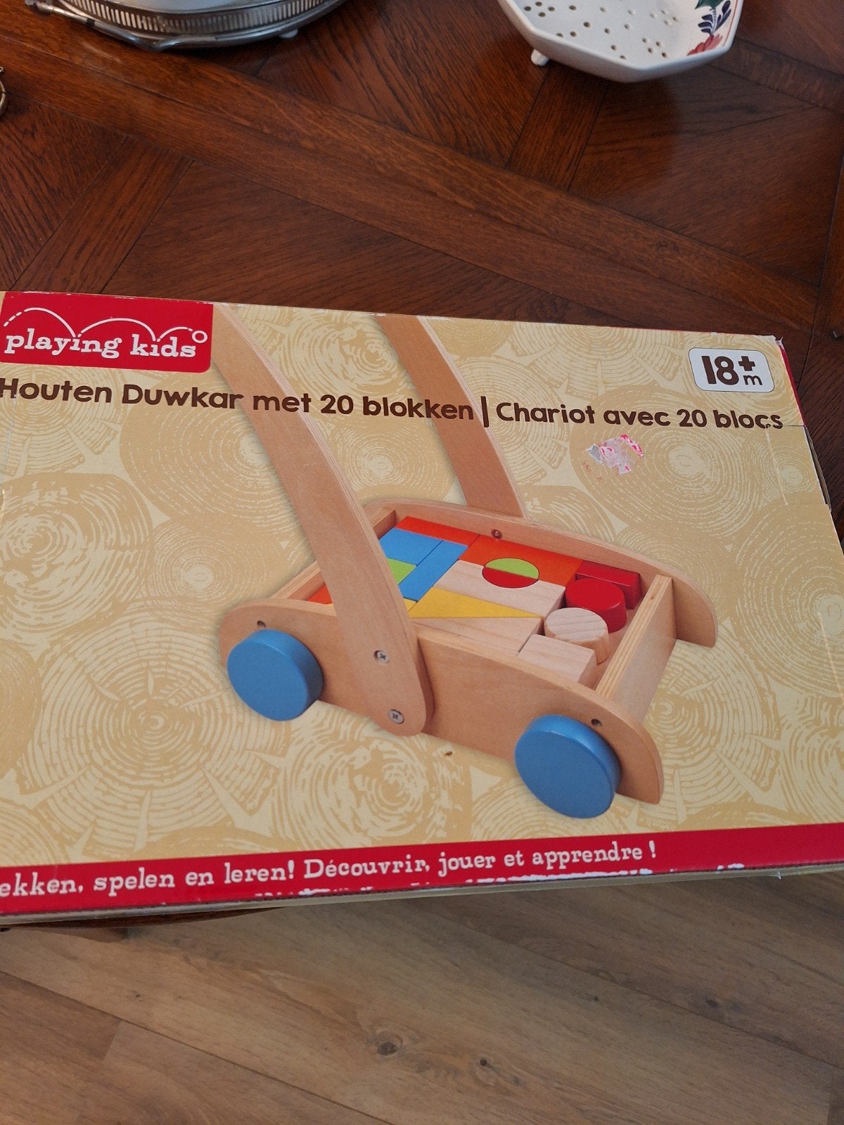 Houten Duwkar met 20 blokken (nieuw), Ophalen of Verzenden, Nieuw