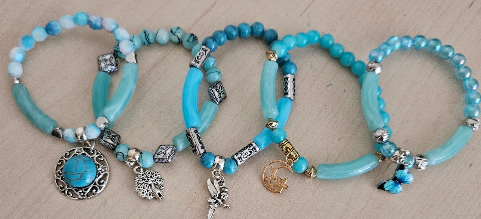 5 delig armbandenset, Ophalen of Verzenden, Nieuw, Blauw