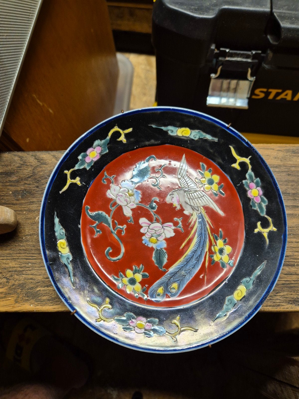 Antiek Chinees decoratief bord met vogelmotief - 17cm, Ophalen of Verzenden