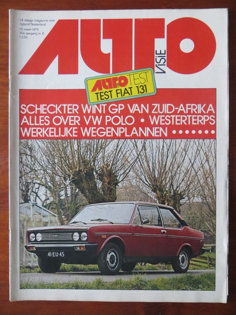 Autovisie 6 1975 test Fiat 131, Volkswagen Polo, 50 jaar MG, Ophalen of Verzenden, Zo goed als nieuw, Volkswagen