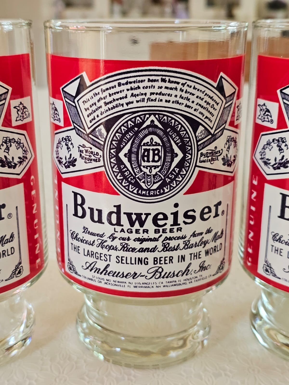 VINTAGE BUDWEISER GLAZEN XXL, Ophalen of Verzenden, Nieuw, Bierglas
