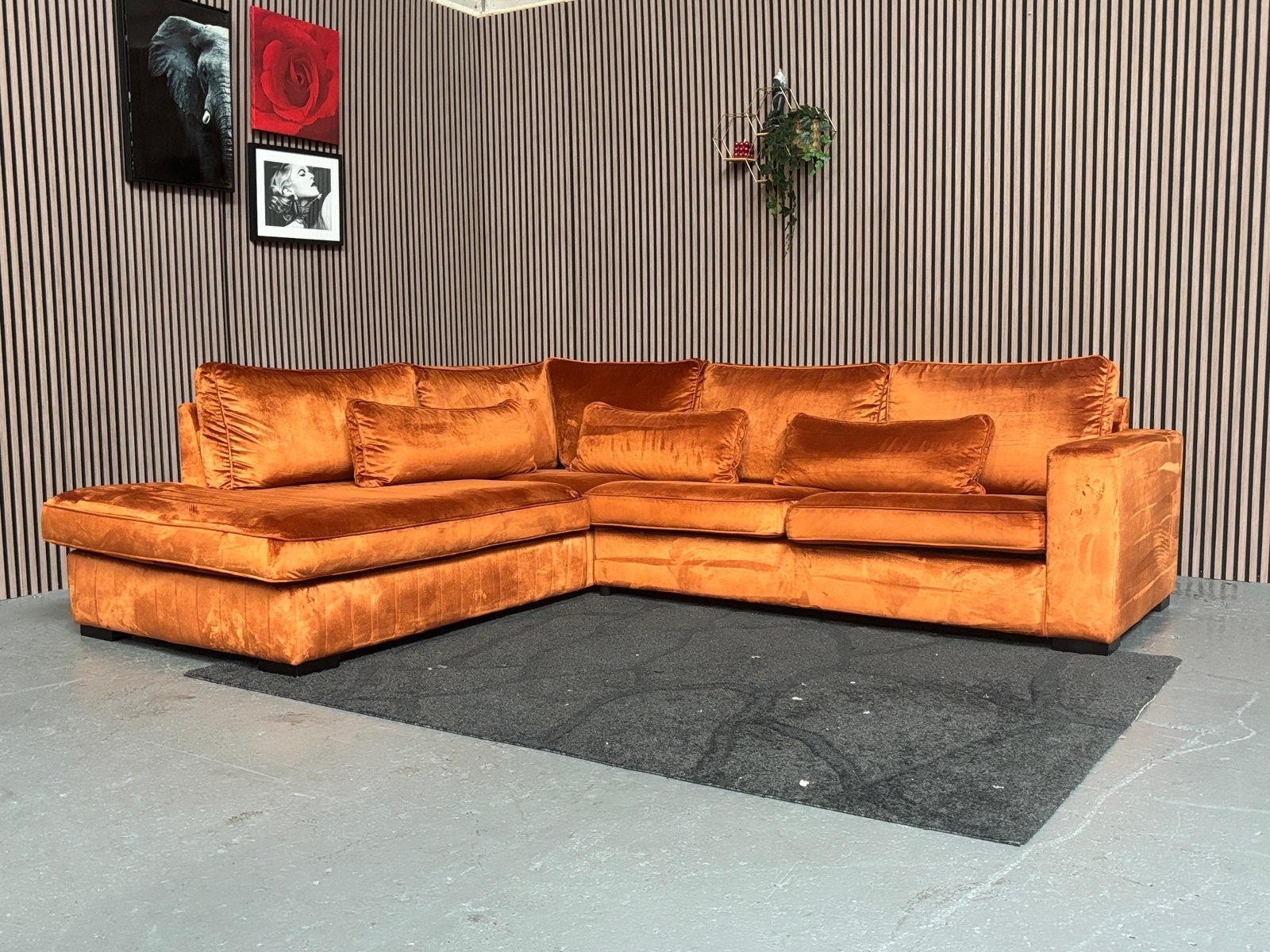 GRATIS LEVERING Velvet Hoekbank Koper 285x250 GEREINIGD