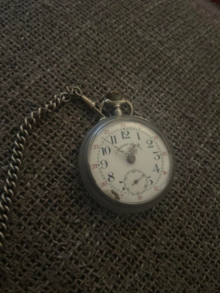 Vintage Roskopf Patent Zakhorloge met Ketting, Overige merken, Overige materialen, Zakhorloge, Ophalen of Verzenden