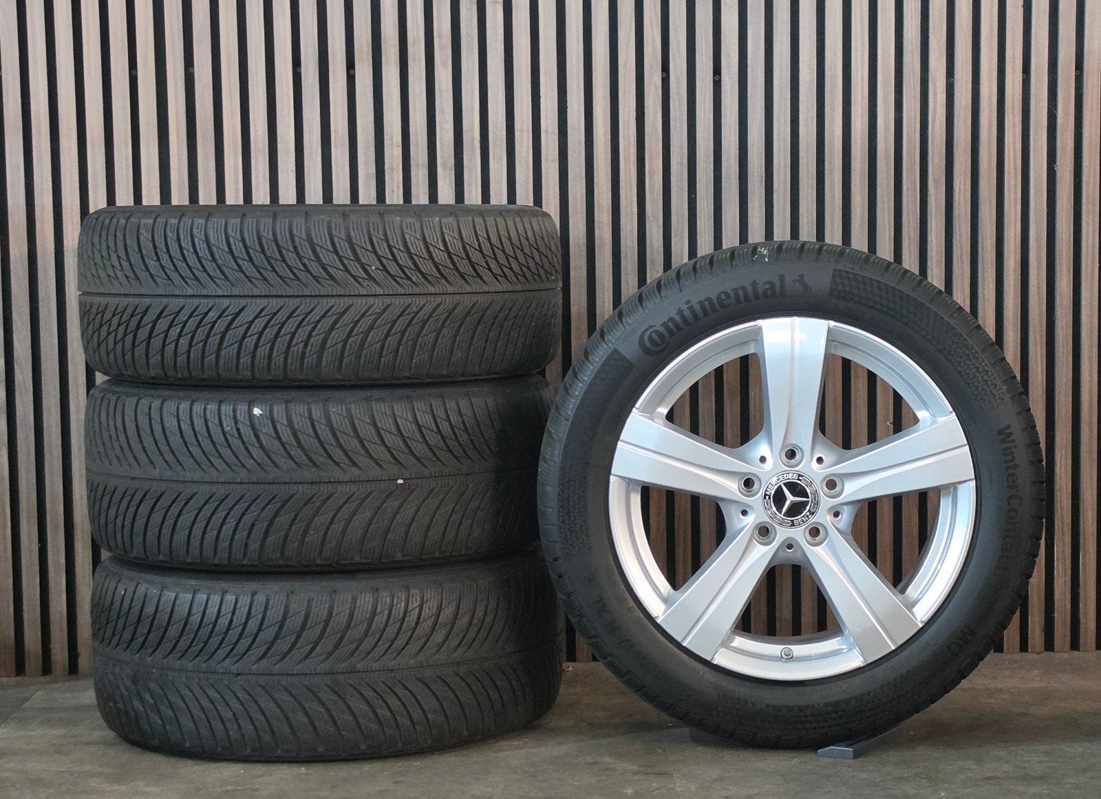 NETTE 17" Orig Mercedes Breedset velgen+Goede Winterbanden, Banden en Velgen, 17 inch, Mercedes, Personenwagen