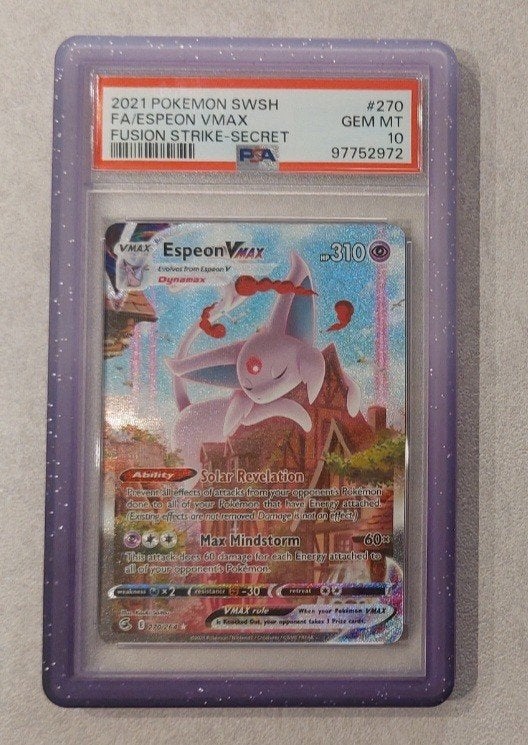 Pokémon - Espeon VMAX (PSA 10) 270/264 - Fusion Strike, Hobby en Vrije tijd, Verzamelkaartspellen | Pokémon, Ophalen of Verzenden