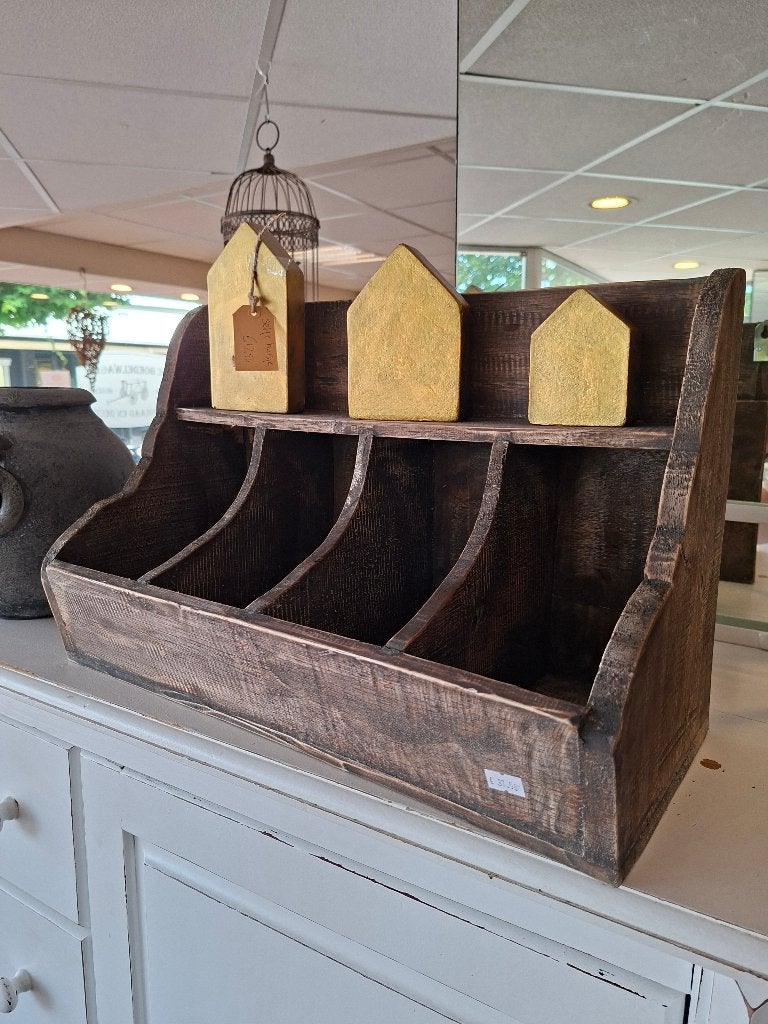 Oud houten gruttersbak 4 vakken, Ophalen, Minder dan 50 cm, Nieuw, Minder dan 50 cm