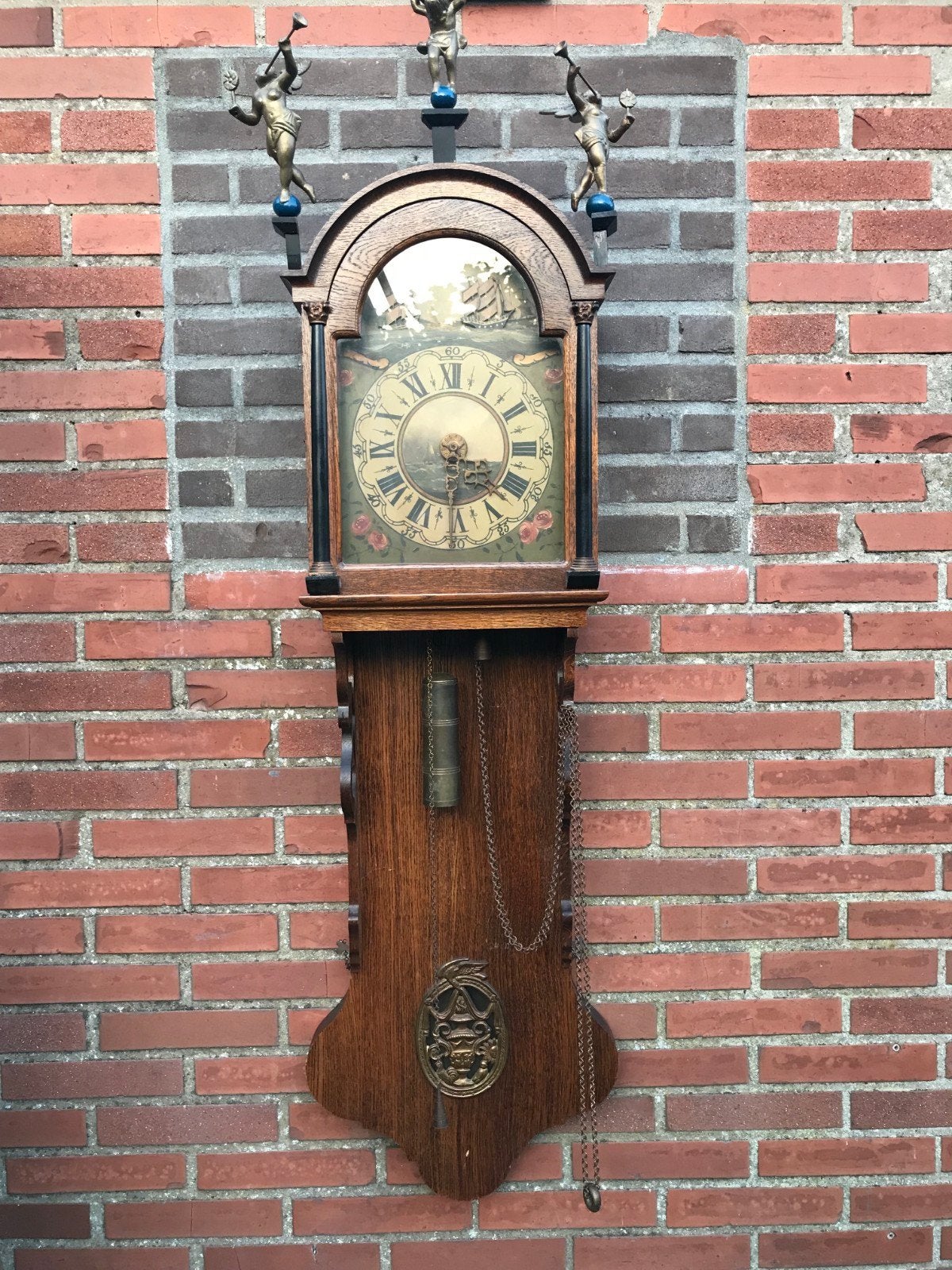 prachtige antieke frisse klok scheepjes mechaniek, Ophalen of Verzenden