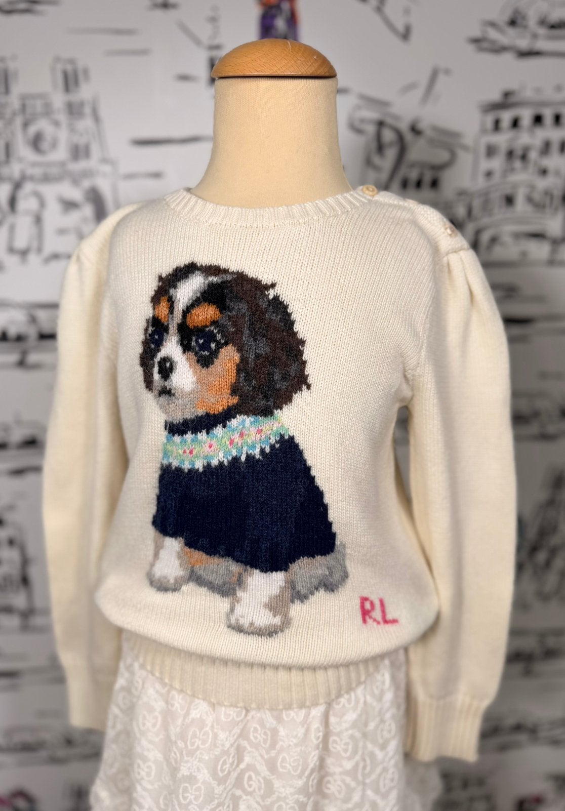 Ralph Lauren meisjes trui met hondje maat 6, Meisje, Trui of Vest, Ophalen of Verzenden, Zo goed als nieuw