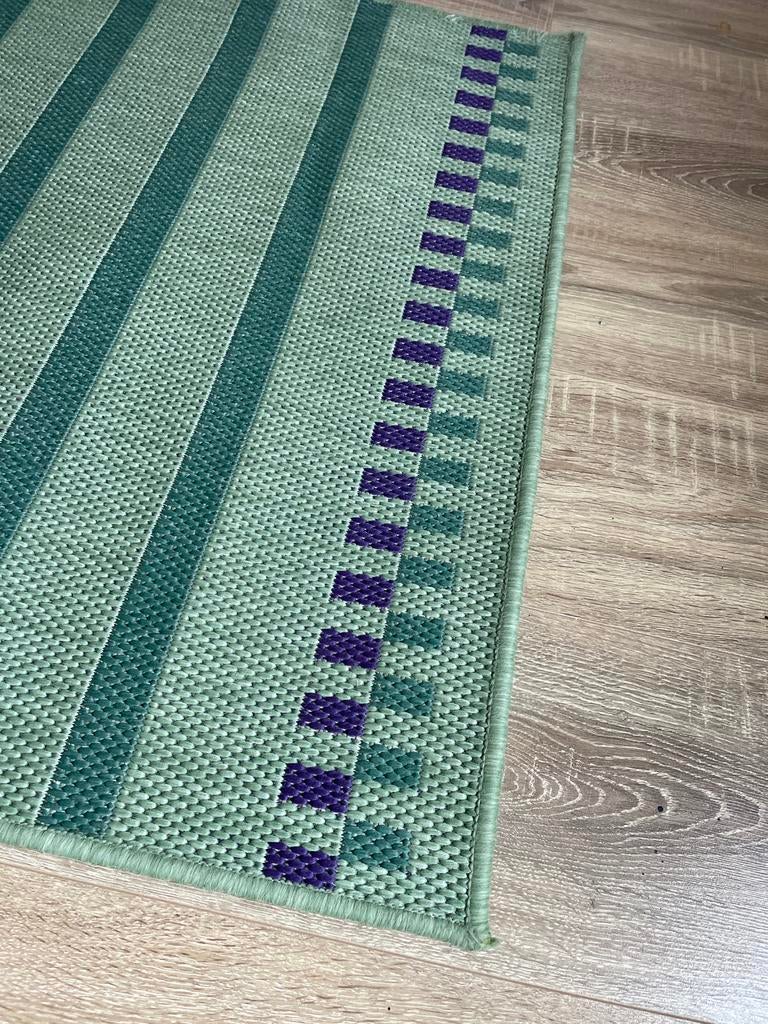 IKEA KORSNING Vloerkleed - Groen/Paars - 80x150 cm, Gebruikt, 100 tot 150 cm, Rechthoekig, Groen