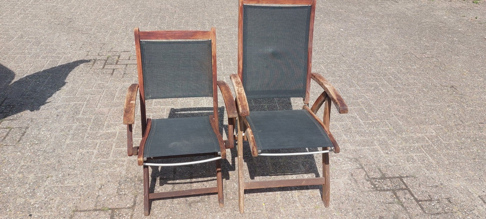 2x Exotan Teakhouten Tuinstoelen - Inklapbaar, Ophalen of Verzenden, Gebruikt, Teakhout, Inklapbaar