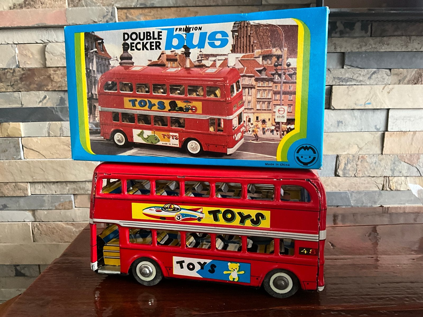 Antieke Blikken Londense Dubbeldekker Bus Frictie en Doos, Antiek en Kunst, Ophalen of Verzenden