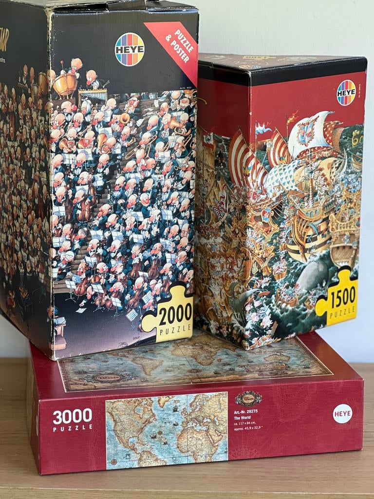 3x Heye puzzels – 1500 / 2000 / 3000 stukjes, Ophalen of Verzenden, Meer dan 1500 stukjes, Zo goed als nieuw