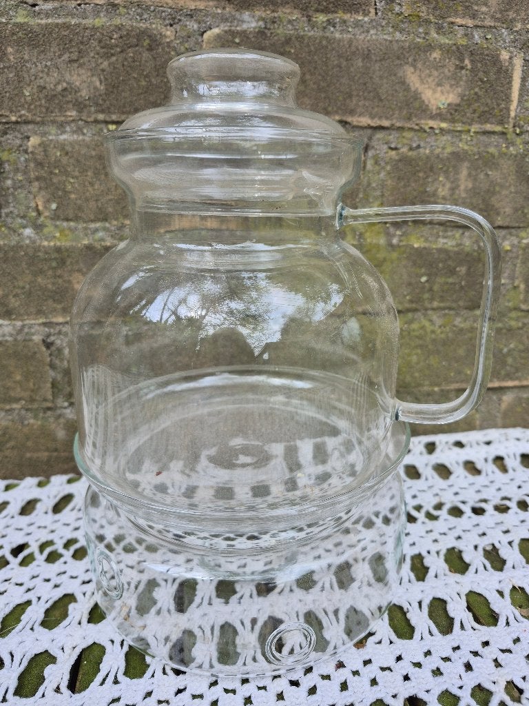 theepot met theelicht, Theepot/fluitketel, Ophalen of Verzenden, Zo goed als nieuw, Glas