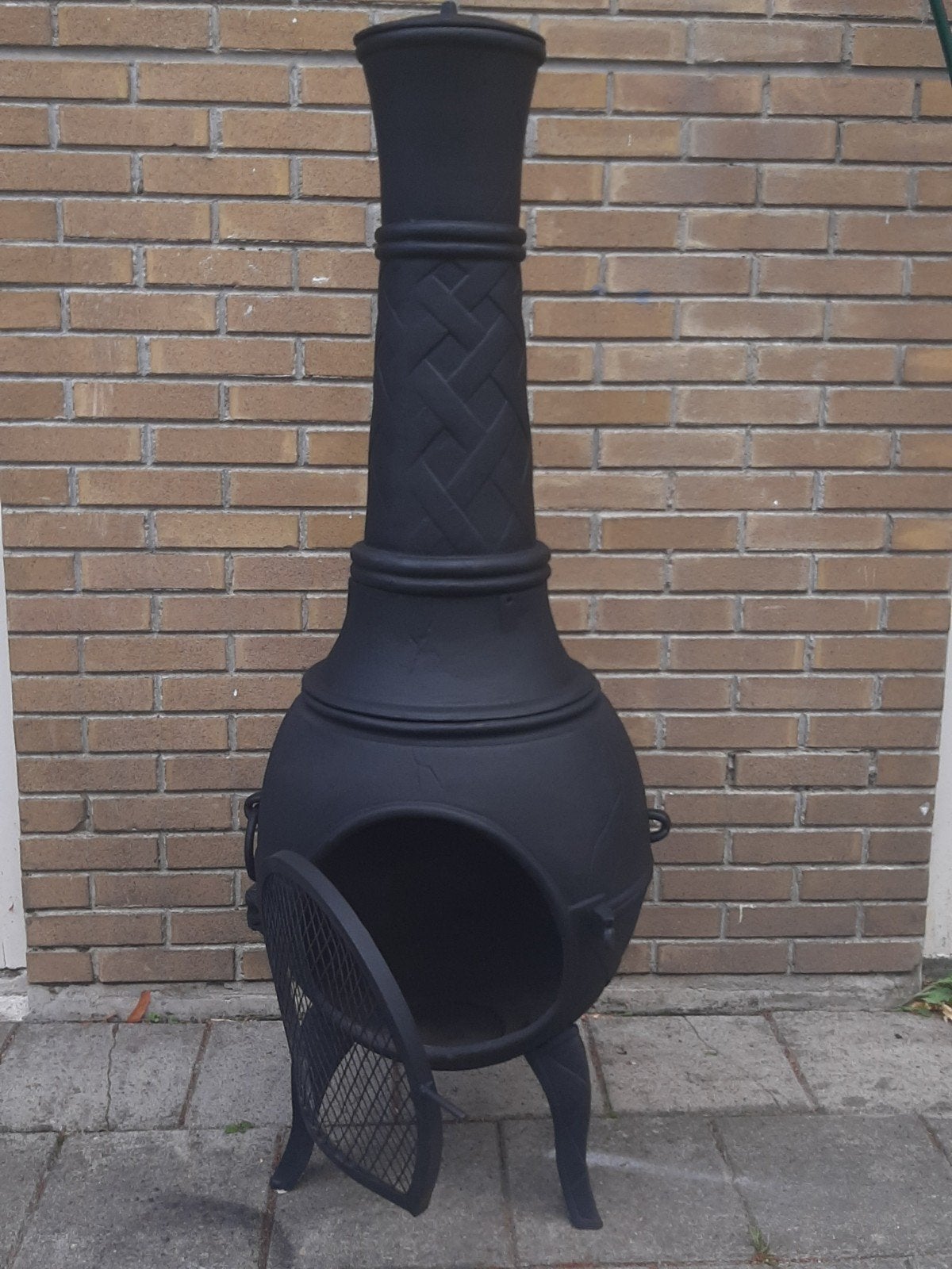 Zwarte gietijzeren terrashaard/vuurkorf, Ophalen, Zo goed als nieuw