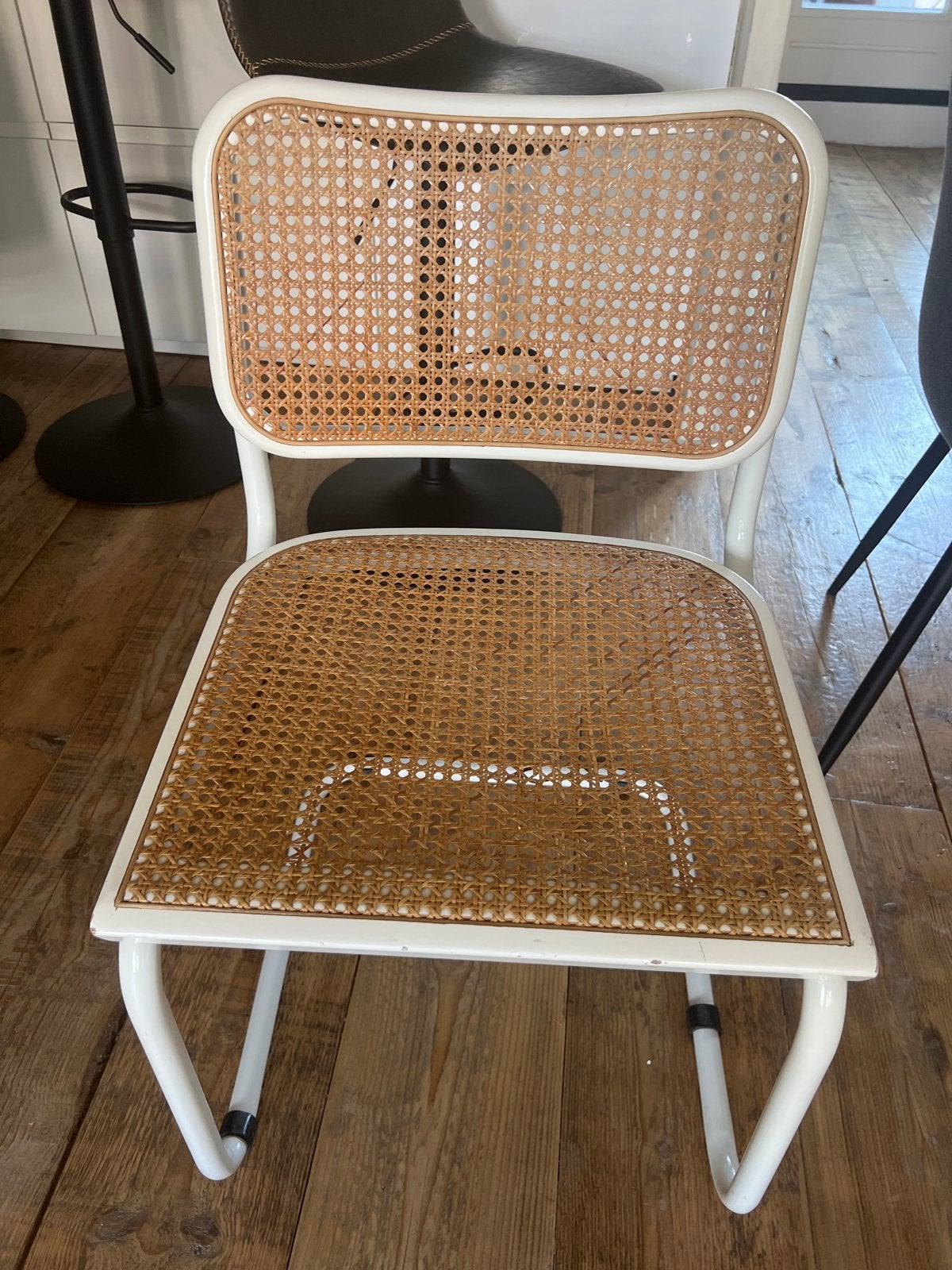 Thonet stijl stoel - Made in Italy (Marcel breuer), Gebruikt, Wit, Riet of Rotan, Ophalen of Verzenden