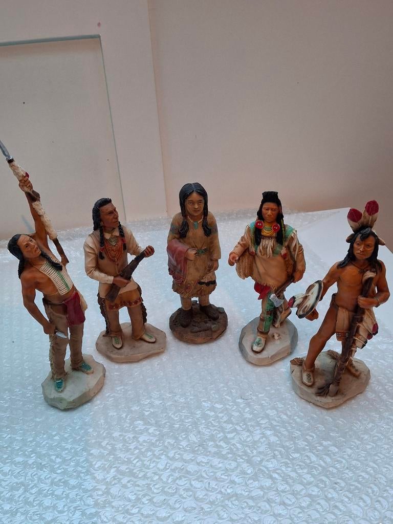 Vintage Castagna Beelden - Indianen Figuren Set, Antiek en Kunst, Groep mensen, Minder dan 20 cm, Ophalen of Verzenden, Handgemaakt