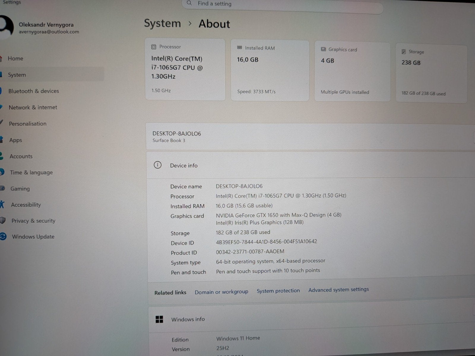 Microsoft Surface Book 3 - i7, 16GB RAM, 256GB SSD, GTX 1650, Qwerty, Intel Core i7-1065G7, 13 inch, Minder dan 2 Ghz