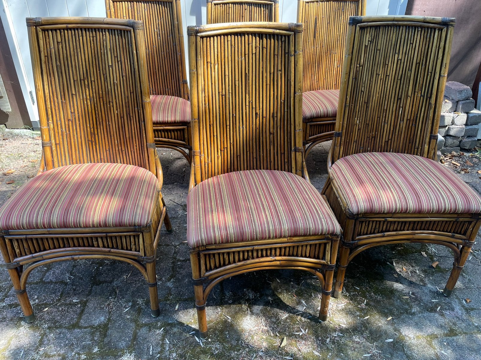 Rotan eetkamerstoelen, Ophalen, Bruin, Stof, Zo goed als nieuw