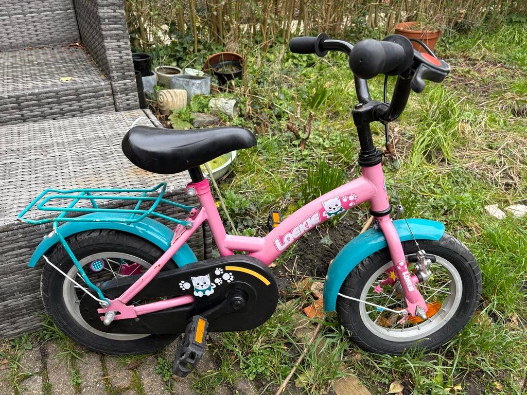 Loekie 12 inch kinderfiets roze/blauw, Ophalen, Gebruikt, Minder dan 16 inch