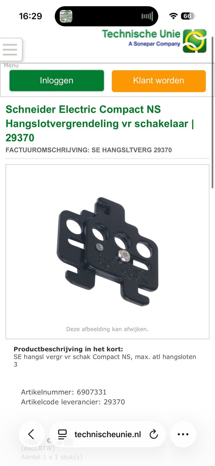 Schneider  Compact NS Hangslotvergrendeling schakelaar, Ophalen of Verzenden, Nieuw, Schneider Electric, Schakelaar